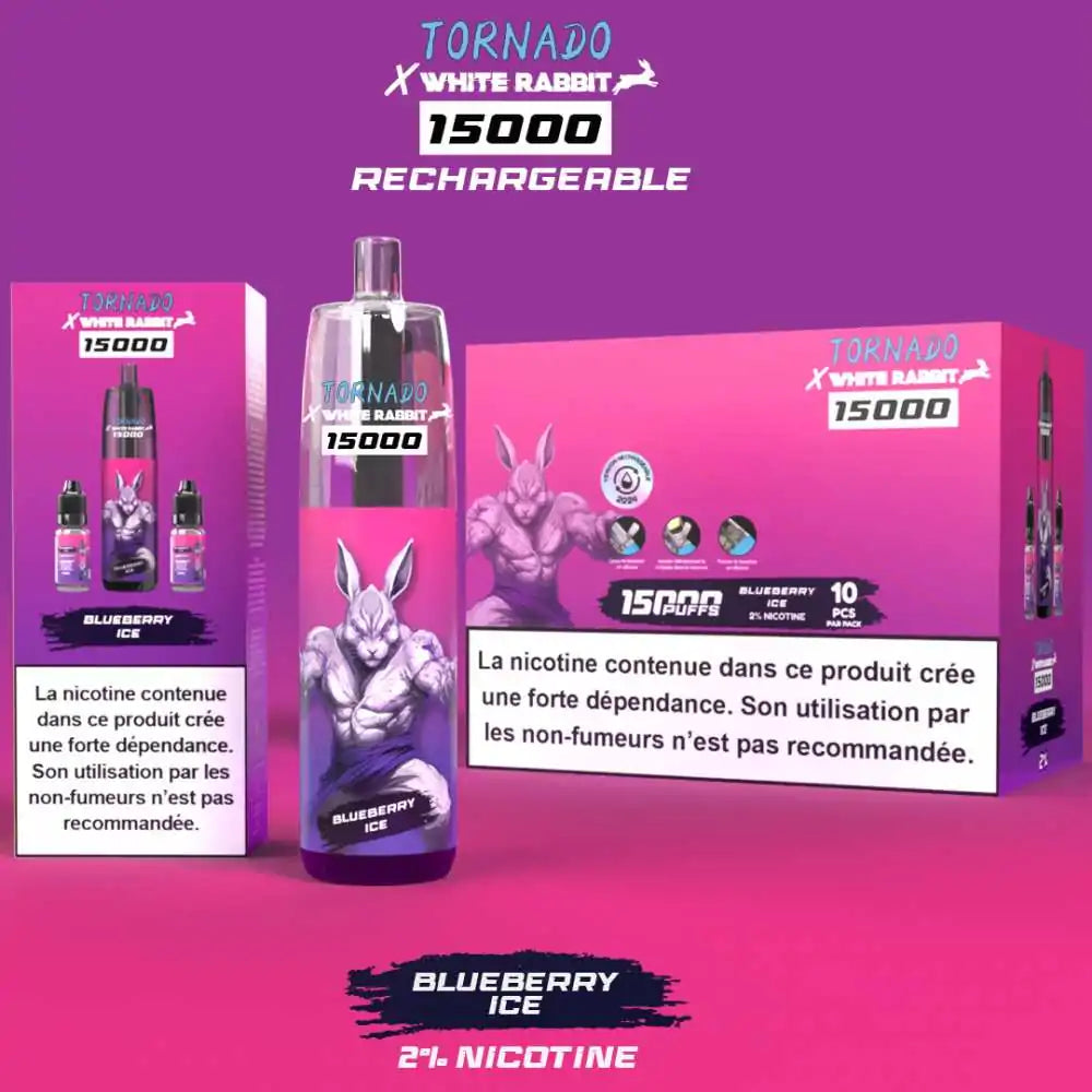 Puff WHITE RABBIT x TORNADO 15000 Blueberry Ice
