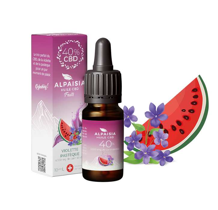 Huile CBD 10%/20%/40% broad spectrum violette pastèque | ALPAISIA