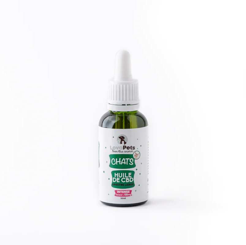 Huile CBD bio 50mg/100mg broad spectrum chat | LOVAPETS
