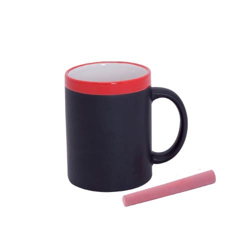 Mug ardoise personnalisable avec craie (Rouge)