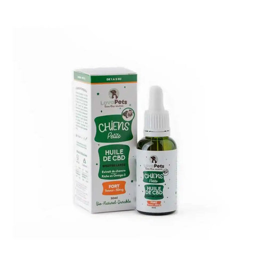 Huile CBD bio 50mg/100mg broad spectrum petit chien | LOVAPETS