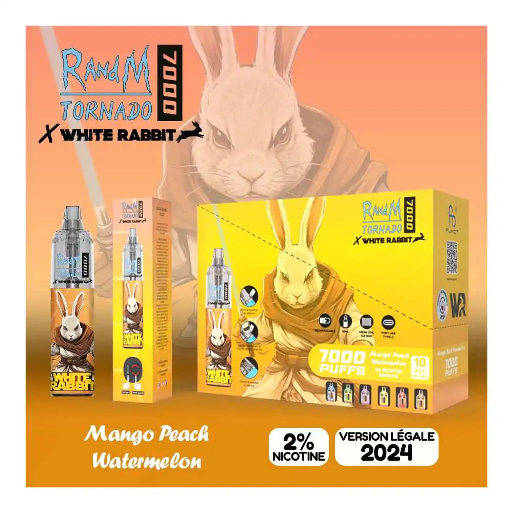 Puff Tornado 7000 White Rabbit Mango Pêche Pastèque