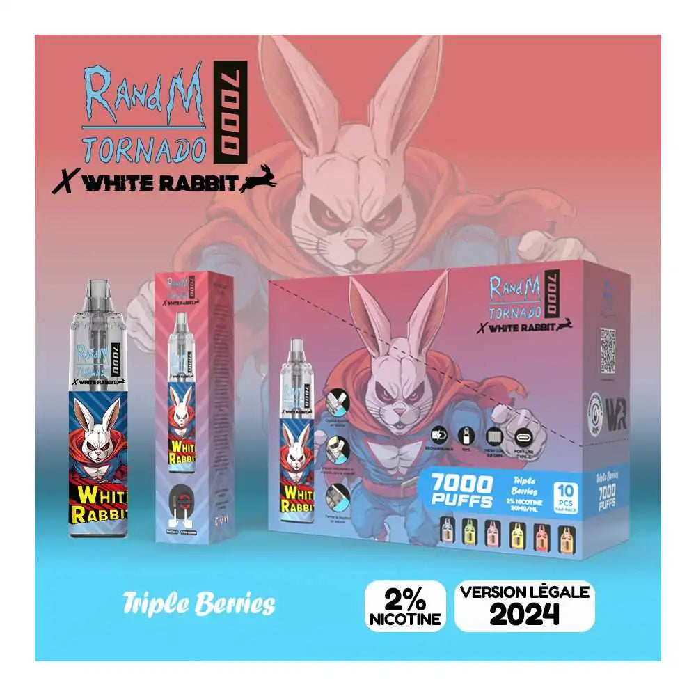 Puff White Rabbit x RandM Tornado 7000 Triple berries